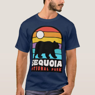 T-shirt Parc national de Sequoia Bear Badge Retro Sunset