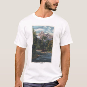 T-shirt Parc national de Teton, WY - vue jumelle de crête