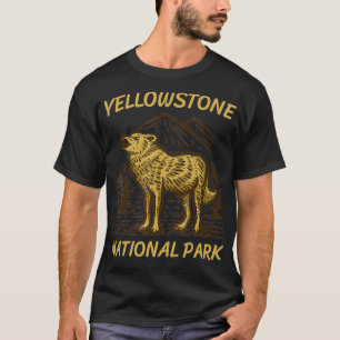 T-shirt Parc national de Yellowstone Loup gris Vintage