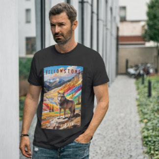 T-shirt Parc national de Yellowstone Montagnes Wolf