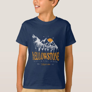T-shirt Parc national de Yellowstone Montagnes Wolf Vintag