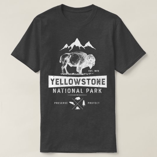 T-shirt Parc national de Yellowstone US Bison Buffalo Vint (Design devant)