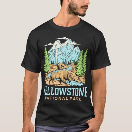 T-shirt Parc national de Yellowstone Us Wolf Bison Bear Vi (Devant)