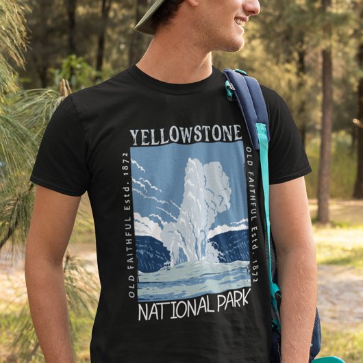 T-shirt Parc national de Yellowstone Vieux fidèles en détr