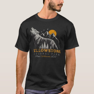 T-shirt Parc national de Yellowstone Wolf Mountains Vintag
