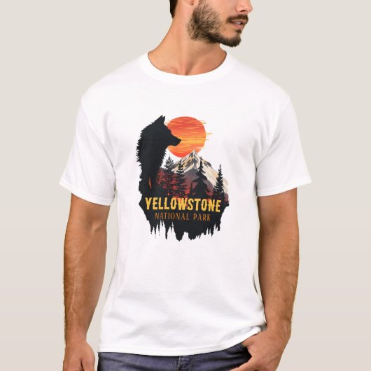 T-shirt Parc national de Yellowstone, Wolf Orange Sunset A (Devant)