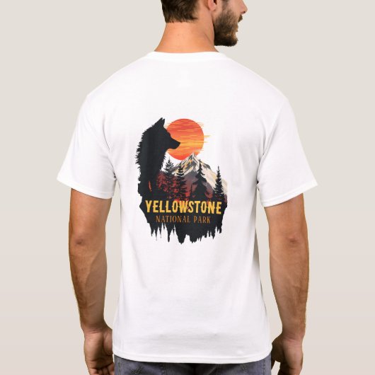 T-shirt Parc national de Yellowstone, Wolf Orange Sunset A (Dos)