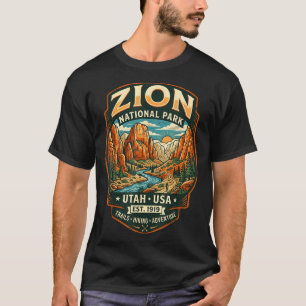 T-shirt Parc national de Zion Utah canyon randonnée rétro