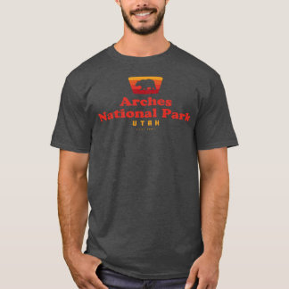 T-shirt Parc national des Arches Insigne rétro Ours rouge