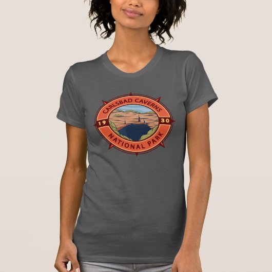 T-shirt Parc national des Cavernes Carlsbad Compas rétro (Devant)