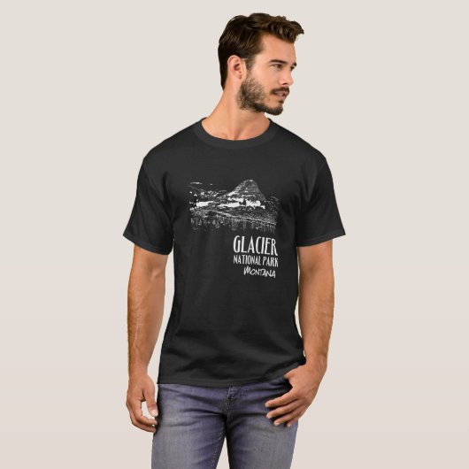 T-shirt Parc national des Glaciers Lac caché Vue sur Monta (Devant entier)