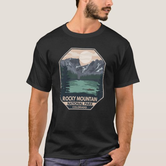 T-shirt Parc national des Rocheuses Emblème rétro minimal (Devant)