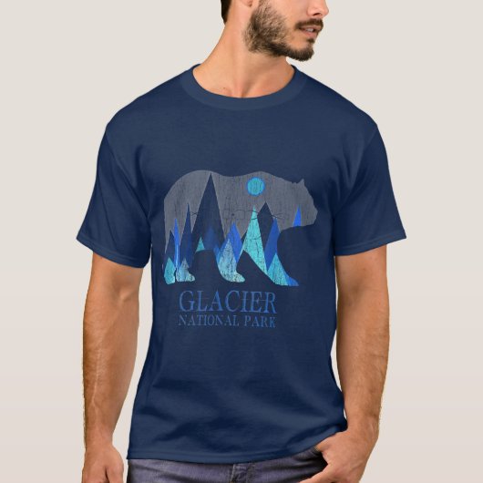 T-shirt Parc national du Glacier Retro Grizzly Bear Glacie (Devant)