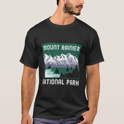 T-shirt Parc national du Mont Rainier Washington Retro Gra (Devant)
