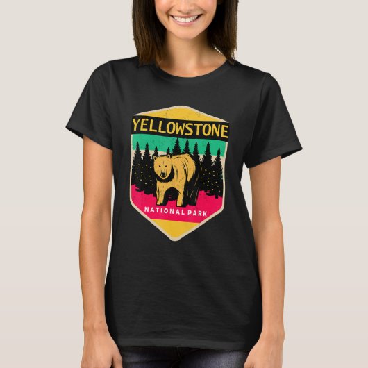 T-shirt Parc national du souvenir de Yellowstone Grizzly B (Devant)