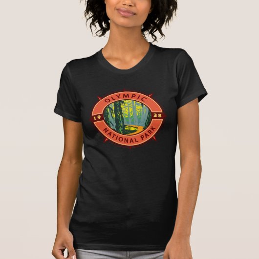 T-shirt Parc national olympique Hoh Rainforest Retro Compa (Devant)