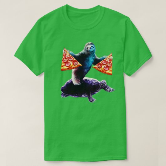 T-shirt Parcelle Avec 2 tranches de pizza Riding Turtle (Design devant)