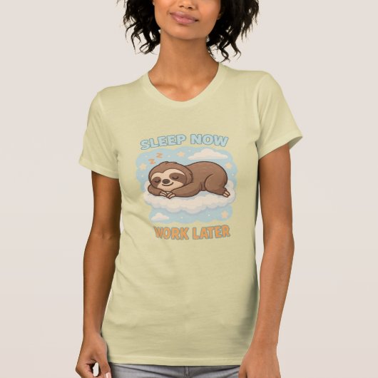 T-shirt Parcelle couchée mignonne sur le nuage avec devis (Devant)