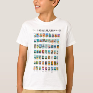 T-shirt Parcs nationaux des États-Unis Liste Vintage