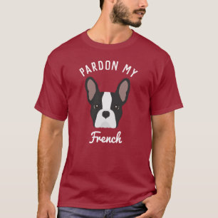 T-shirt Pardonnez mon chien français noir et blanc