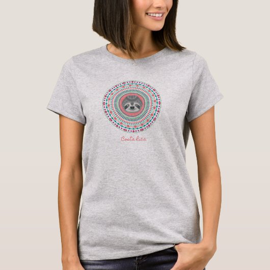T-shirt Paresse rose de mandala du Costa Rica (Devant)