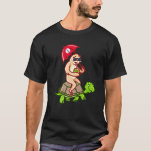 T-shirt Paresseux à cheval sur une Tortue Drôle Paresseux