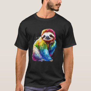 T-shirt Paresseux Arc-en-ciel Animal Couleurs Vives Art