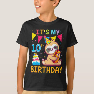 T-shirt Paresseux avec gâteau heureux 10 ans 10ème anniver