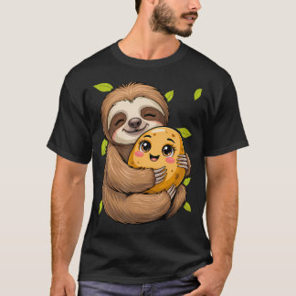 T-shirt Paresseux avec légume pomme de terre mignon