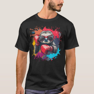 T-shirt Paresseux Boxeur Avec Gants De Boxe Kickboxing Drô