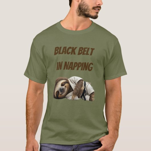 T-shirt Paresseux Ceinture Noire De La Sieste (Devant)