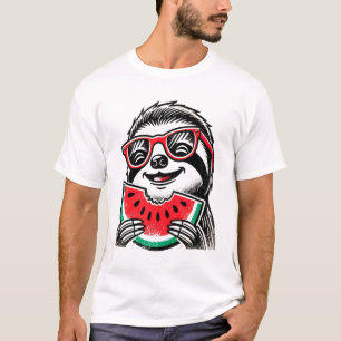 T-shirt Paresseux Cool Mangeant Pastèque
