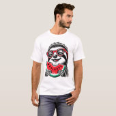 T-shirt Paresseux Cool Mangeant Pastèque (Devant entier)
