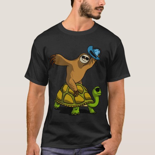 T-shirt Paresseux Cowboy chevauchanturtle vintage (Devant)