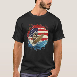 T-shirt Paresseux de surf américain profitant des vagues p