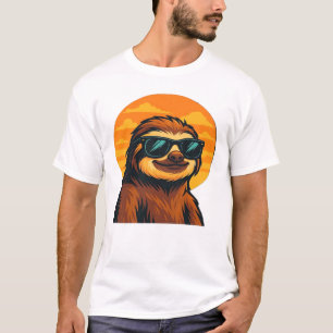 T-shirt Paresseux décontracté avec lunettes de soleil - Vi