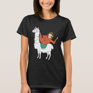 T-shirt Paresseux Drôle à Cheval sur un Lama Pour Homme Fe