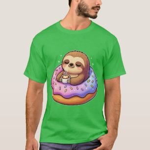 T-shirt Paresseux drôle café Kawaii Donut Matin Mignon ami