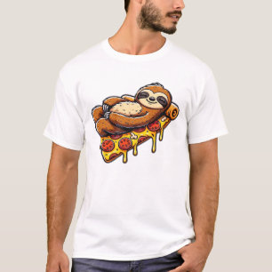 T-shirt Paresseux drôle mangeant de la Pizza, Animal Kawai