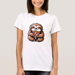 T-shirt Paresseux drôle mangeant de la Pizza, Animal Kawai