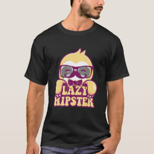 T-shirt Paresseux Hipster Paresseux Moustache Esprit Libre