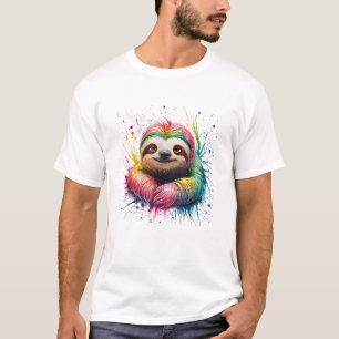 T-shirt Paresseux Homme Femme Coloré Aquarelle Paresseux T
