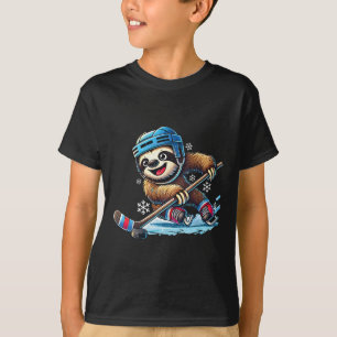 T-shirt Paresseux jouant au hockey sur glace Enfants Garço
