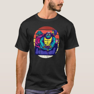 T-shirt Paresseux Joueur Et Tortue Jouant Aux Jeux Vidéo J