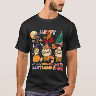 T-shirt Paresseux Joyeux Hallothanksmas Drôle d'Halloween