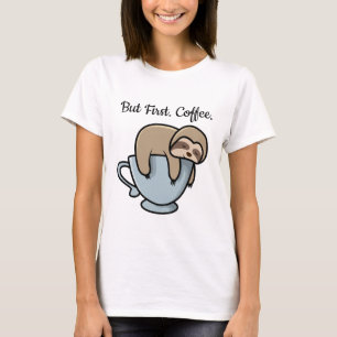 T-shirt Paresseux mignon dormant sur la tasse de café Cita