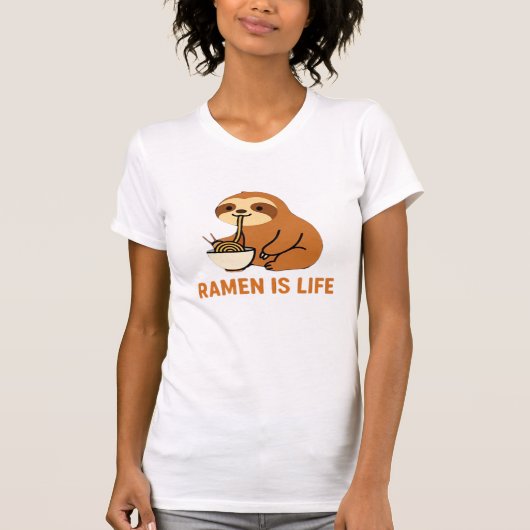 T-shirt Paresseux mignon mangeant du Ramen � Conception dr (Devant)