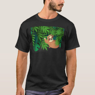 T-shirt Paresseux mignon suspendu dans une forêt tropicale