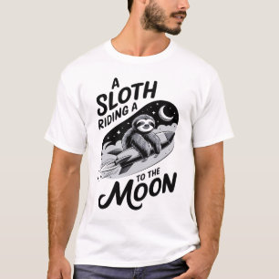 T-shirt Paresseux montant une fusée vers la Lune