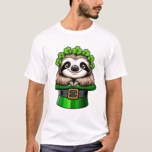 T-shirt Paresseux Saint-Patrick Leprechaun Trèfle Irlandai